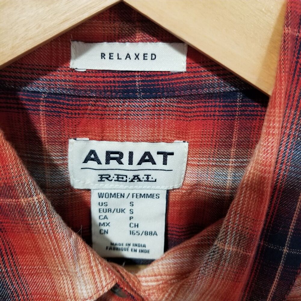 Ariat Western Shirt Womens Small Plaid Button Down Rodeo rockabilly biker - Picture 6 of 14